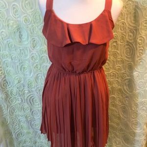 Rose rust pleated dress size large forever 21